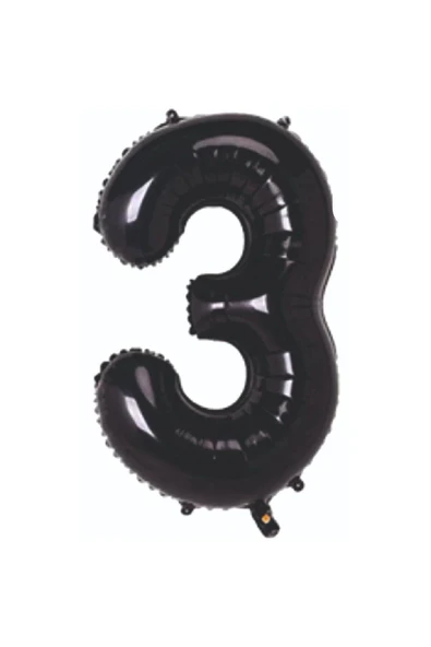 Bkmc 3 Yaş Rakam Folyo Balon Siyah Renk Doğum Günü Yaş Balonu 76 Cm