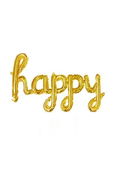 Bkmc TEKLİ EL YAZILI HAPPY GOLD RENK FOLYO BALON