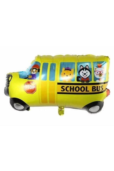 Deniz Parti Okul Otobüsü Model Balon School Bus Folyo Balon