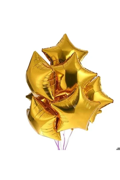 BKMC PARTY 5 ADET YILDIZ FOLYO BALON 18 inç  45 cm