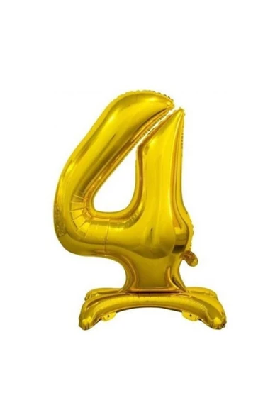 PARTİSERÜVENİ 4 Rakam Ayaklı Folyo Balon Altın 32 Inç (60 Cm) ürün görseli