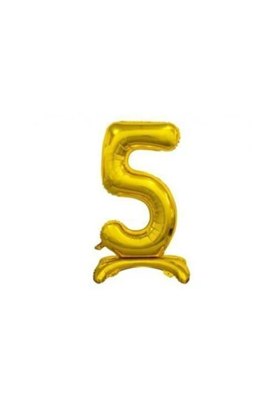 PARTİSERÜVENİ 5 Rakam Ayaklı Folyo Balon Altın 32 Inç (60 Cm)