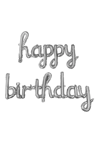 Atakent Süs El Yazılı Happy Birthday Gümüş Set Balon