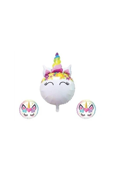 Bkmc Eyelash Flower Unicorn 3’lü Set Folyo Balon