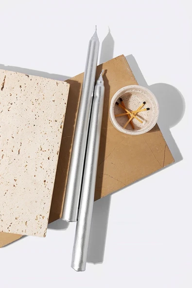 Bkmc 2 Li Gümüş Yaldız Şamdan Mumu