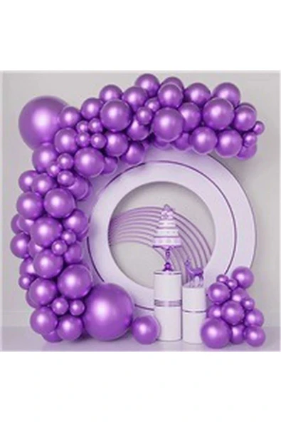 parti hediye sepeti 50 Li Krom renkler balon zinciri set - 2
