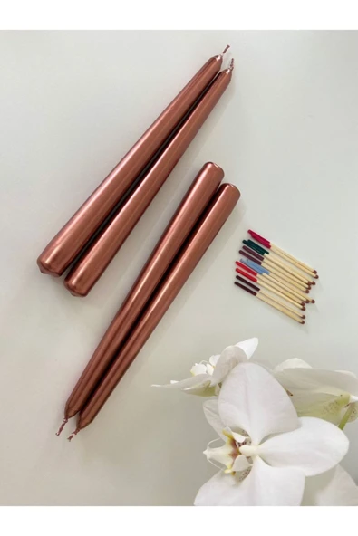 GİTA SHOPPİNG 2’li Metalik Parlak Uzun Bakır Renk Şamdan Mum - 2