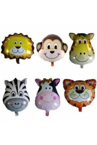 Bkmc Safari Set Hayvan 6'lı Folyo Balon Seti Safari