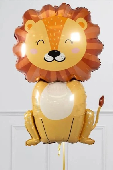 Laviyosa Sevimli Aslan Büyük Folyo Balon Safari Temalı Doğum Günü Balonları 100cm