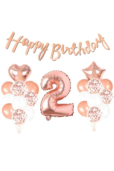 Bkmc 2 Yaş Rose Gold Happy Birthday