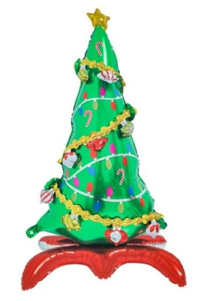 Bkmc Kırmızı Ayaklı Çam Ağacı Folyo Balon Yılbaşı Çam Ağacı Folyo Balonu - Resim 4