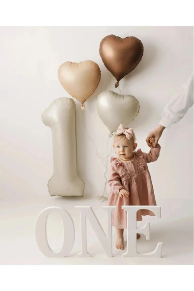 Bkmc Retro Pastel Kahve Tonlar  Yaş Folyolu 4 Parça Balon Seti - 2