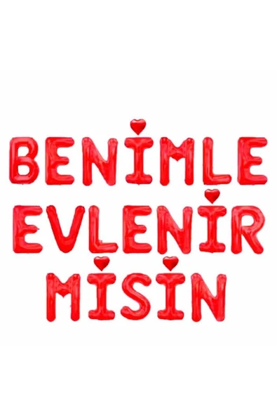 ikm balon Benimle Evlenirmisin Folyo Balon Set Kırmızı
