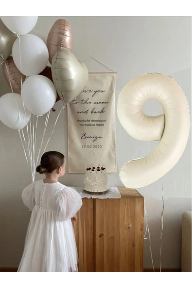 Bkmc 9 Yaş Folyolu Krem Karamel Folyo Balon Seti
