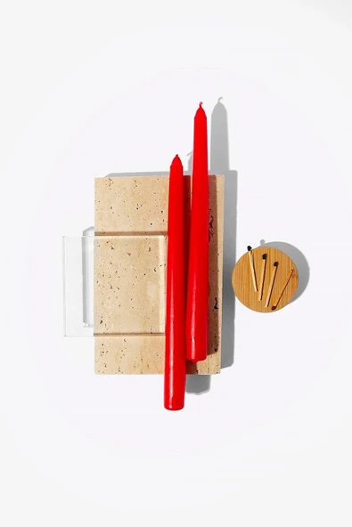 Bkmc 2 Li Kırmızı Şamdan Mumu