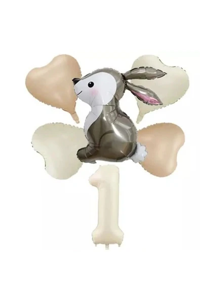 Bkmc YAŞ FOLYOLU TAVŞAN FOLYOLU BALON DOĞUM GÜNÜ SÜSÜ DOĞUM GÜNÜ PARTİ SETİ ürün görseli 1