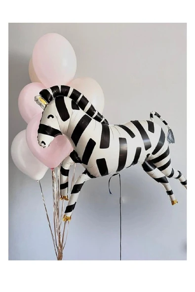 Bkmc Zebra Folyo Balon Buketi Doğum Günü Parti Malzemeleri Doğum Günü Balon Seti