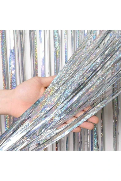Bkmc İTHAL METALİZE HOLOGRAM GÜMÜŞ ARKA PLAN PERDESİ - Resim 2