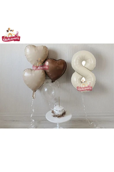 Bkmc 8 Yaş Retro Renkler Krem Kahve Tonlar Balon Seti