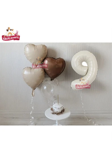 Bkmc 9 Yaş Retro Renkler Krem Kahve Tonlar Balon Seti