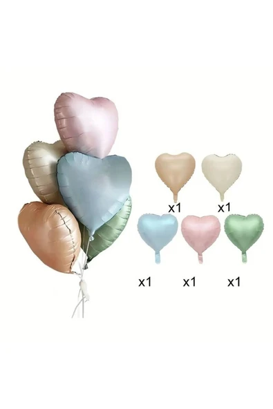 Bkmc Retro Kalp Folyo Balon Buketi Seti 1 Yaş Su Yeşili Rakam Folyo Balon Doğum Günü Balon Seti - 2