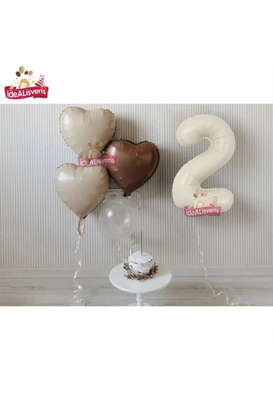 Bkmc 2 Yaş Retro Renkler Krem Kahve Tonlar Balon Seti