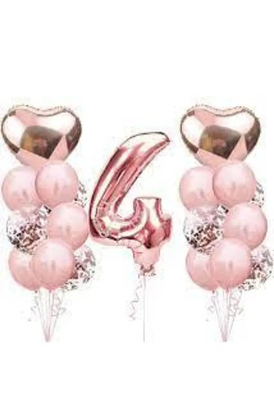Bkmc Kalpli Folyo 4 Yaş Rose Gold Doğum Günü Balon Seti - 2