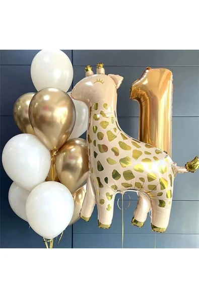 Bkmc ZÜRAFALI 1 YAŞ BALON SETİ DOĞUM GÜNÜ PARTİ SETİ - Resim 2
