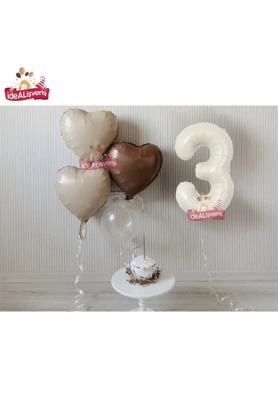 Bkmc 3 Yaş Retro Renkler Krem Kahve Tonlar Balon Seti
