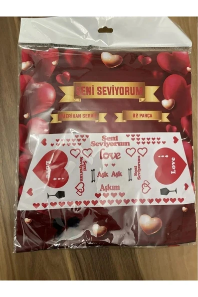Bkmc 82 Parça Romantik Doğum Günü Masa Süslemesi Keçe Seti Evlilik Teklifi Yıldönümü Romantik Set - 4