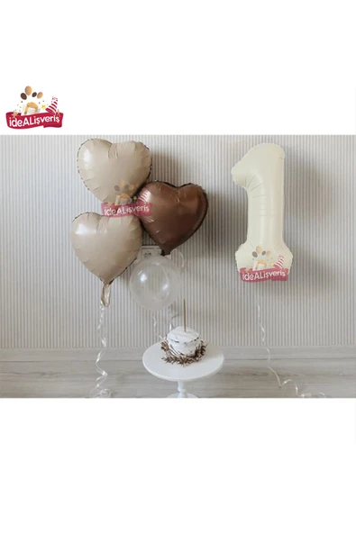 Bkmc 1 Yaş Retro Renkler Krem Kahve Tonlar Balon Seti