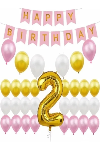 Bkmc Pembe Doğum Günü Numarası Balonlar Parti Süslemeleri Mutlu Doğum Günü ürün görseli 1