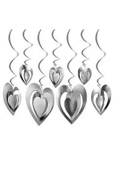 Partioutlet 3 Boyutlu Gümüş Kalp Asma Süs ürün görseli 1