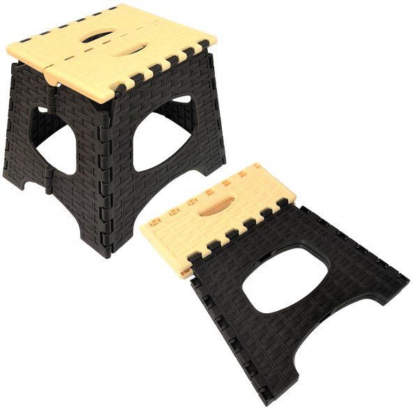 RomanoSet Plastik Mini Rattan Katlanır Tabure 2 Li Set - 2