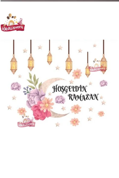Bkmc Hoşgeldin Ramazan Sticker Seti Ramazan Süsleri Ramazan Ayı Temalı Cam Duvar Süsleri - 4