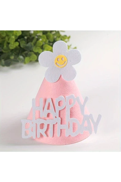 Bkmc 1 Yaş Pembe Sevimli Doğum Günü Şapkası, Papatya Temalı Doğum Günü Parti Süsleri, ürün görseli 1