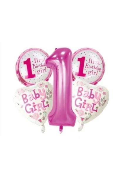Bkmc 1 Yaş Pembe Baby Girl Doğum Günü Partisi ürün görseli 1