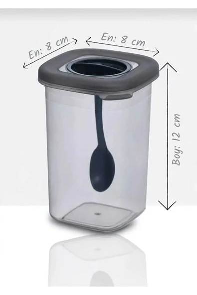 Bkmc Etiketli 3'lü 450ml  Kendinden Kaşıklı Kilitlenebilir Kapaklı Baharatlık Seti - 3