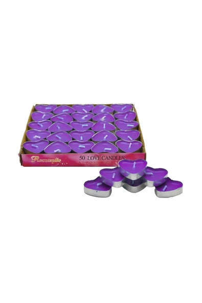 Bkmc 50 Lİ TEALİGT MOR KALP MUM