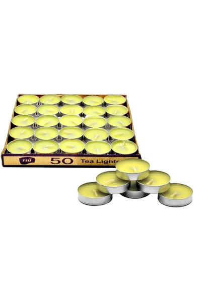 Bkmc 50 Lİ TEALİGT YUVARLAK SARI MUM