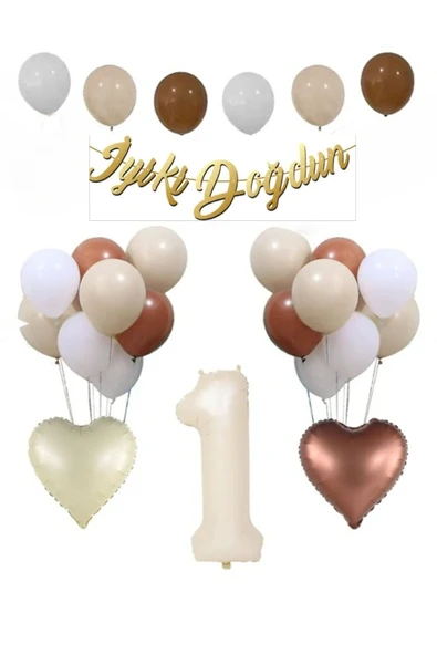 Bkmc İyiki Doğdun Yazı Retro Kalp Folyo Balon Doğum Günü Balon Parti Seti Süsü - Resim 3