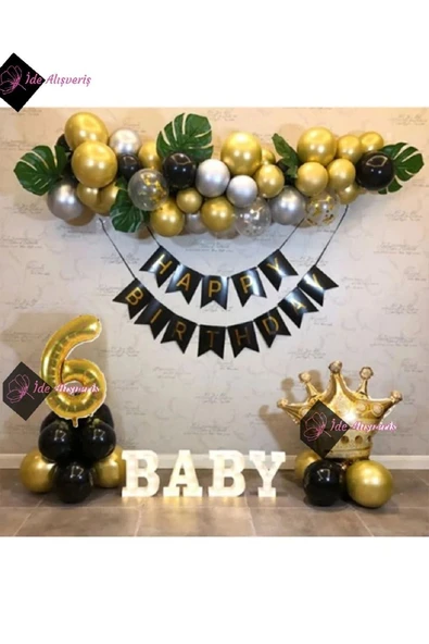 Bkmc Kral Taçlı 6 Yaş Happy Bırthday Doğum Günü Seti - Resim 2