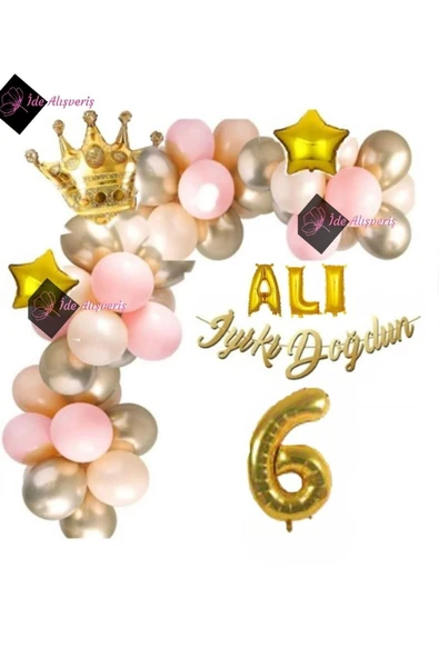 Bkmc 3 Harfli Folyo Balon 6 Yaş Lüks Doğum Günü Balon Seti Doğum Günü Parti Süsü - Resim 3