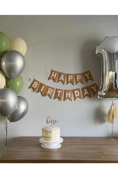 Bkmc Gümüş Yaş Balon Konsept Ve Happy Bırthday Banner  Yaş Doğum Günü Parti Seti Süsü ürün görseli 1