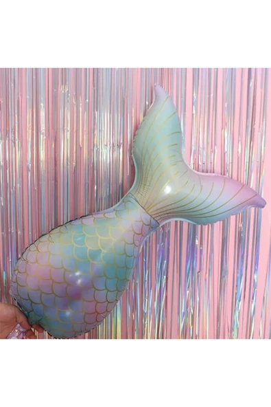 Bkmc Deniz Kızı Kuyruğu Deniz Kabuğu Gökkuşağı Rakam Balon Pullu Şeffaf Balonlu Deniz Kızı Konsepti - Resim 4