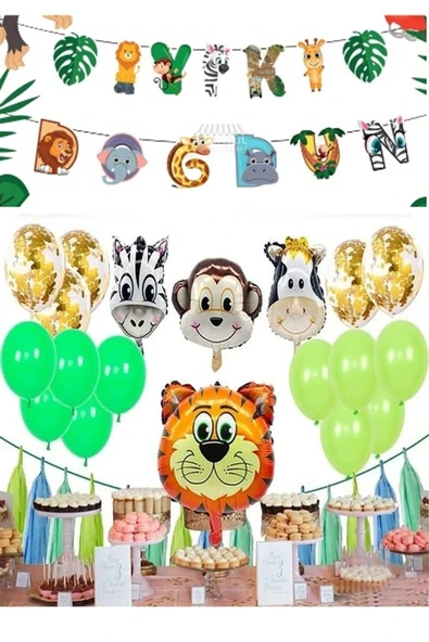 Bkmc SAFARİ TEMALI DOĞUM GÜNÜ PARTİ SET SÜSÜ BALON SET
