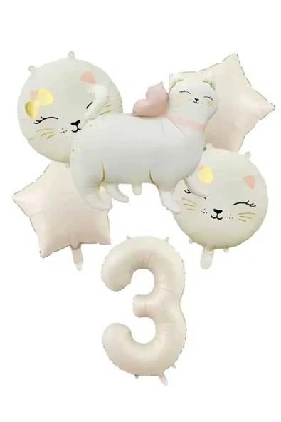Bkmc SEVİMLİ RETRO KEDİ FOLYO BALONLU KREM YILDIZLI KREM 3 YAŞ BALONLU DOĞUM GÜNÜ PARTİ SETİ SÜSÜ ürün görseli
