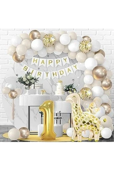 Bkmc ZÜRAFA FOLYOLU LÜKS YAŞ BALON ZİNCİR SET DOĞUM GÜNÜ SÜSÜ PARTİ SETİ ürün görseli 1