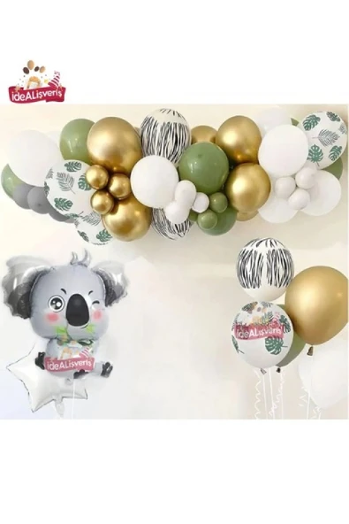 Bkmc KOALA FOLYO BALONLU DOĞUM GÜNÜ PARTİ SETİ SÜSÜ - Resim 2