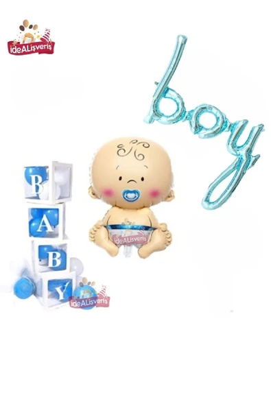 Bkmc Ekonomik Hastane Oda Süsleme Seti Erkek Bebek Folyo - Boy Folyo - 4 Baby Kutu